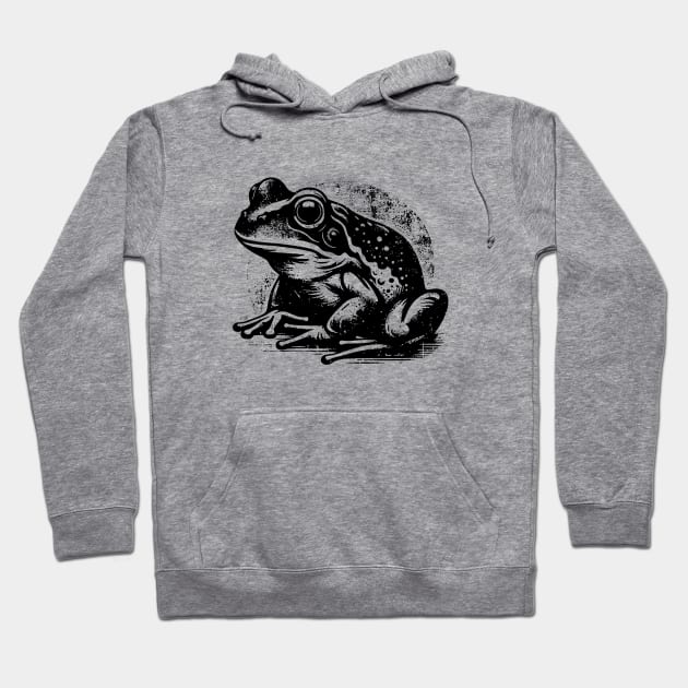 Grunge Retro Frog - Stamp Style - Frog Lover Hoodie by TeeTopiaNovelty